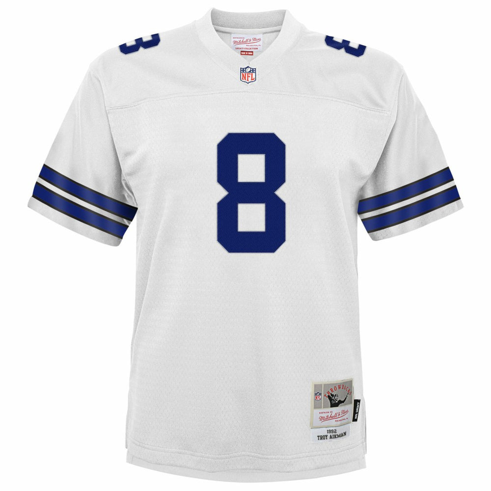 Troy Aikman Dallas Cowboys Youth 1992 Legacy Jersey - White - Mitchell & Ness