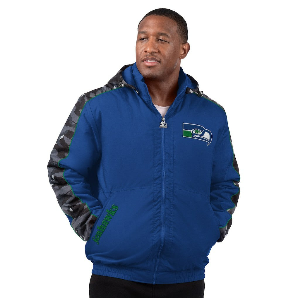 Seattle Seahawks Starter Thursday Night Gridiron Full-Zip Hoodie Jacket - Royal - NFL