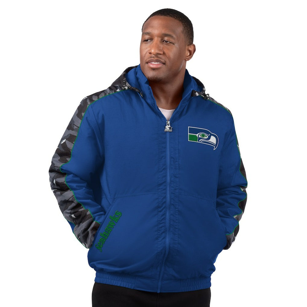 Seattle Seahawks Starter Thursday Night Gridiron Full-Zip Hoodie Jacket - Royal - NFL