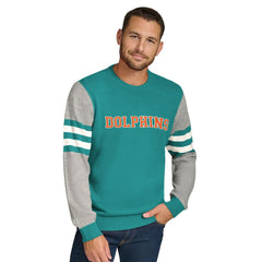 Miami Dolphins Tommy Hilfiger Acrylic Crewneck Pullover Sweater - Aqua/Heather Gray - NFL