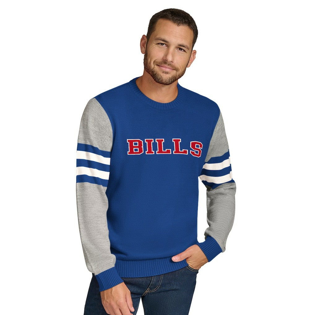 Buffalo Bills Tommy Hilfiger Acrylic Crewneck Pullover Sweater - Royal/Heather Gray - NFL