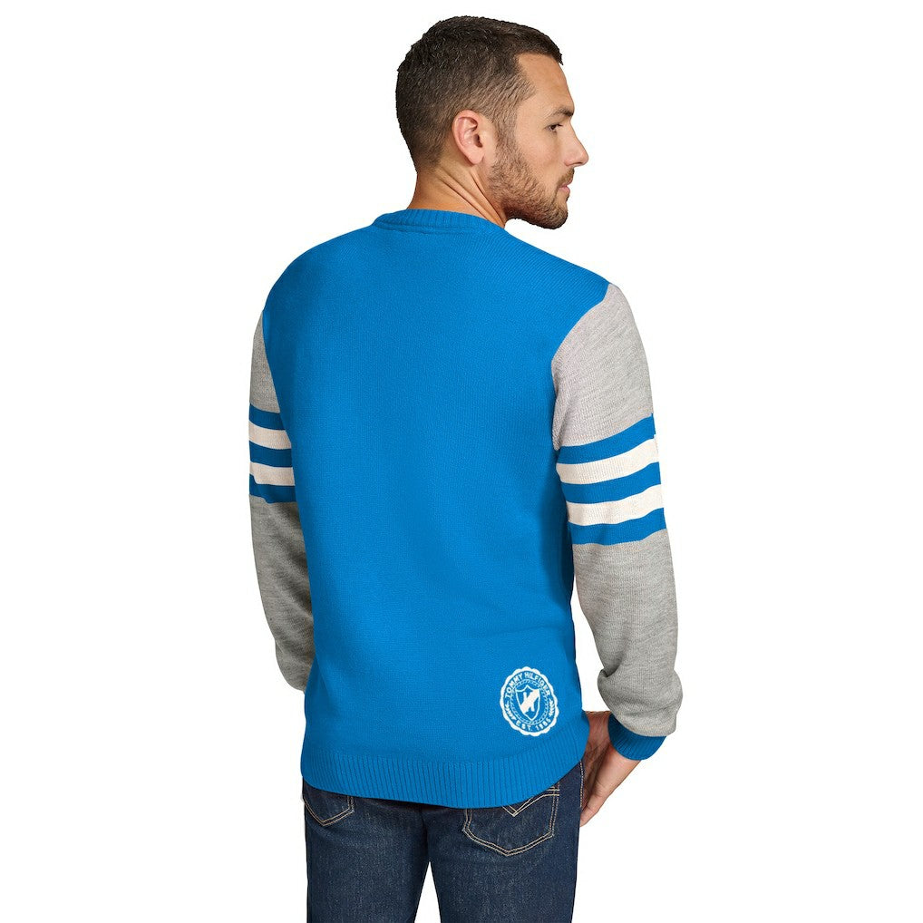 Los Angeles Chargers Tommy Hilfiger Acrylic Crewneck Pullover Sweater - Powder Blue/Heather Gray - NFL