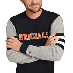 Cincinnati Bengals Tommy Hilfiger Acrylic Crewneck Pullover Sweater - Black/Heather Gray - NFL