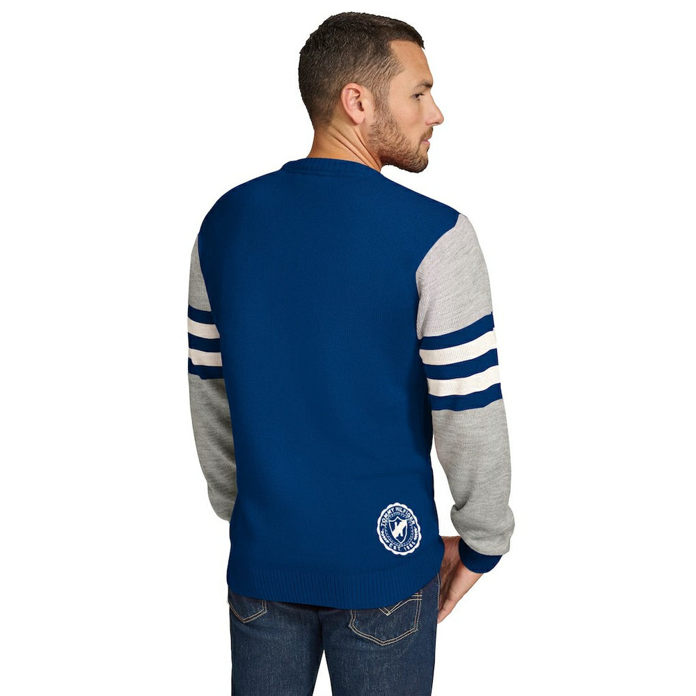 Indianapolis Colts Tommy Hilfiger Acrylic Crewneck Pullover Sweater - Royal/Heather Gray - NFL