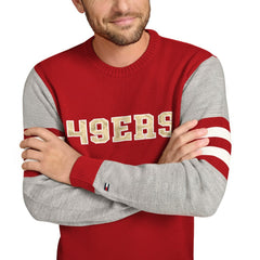 San Francisco 49ers Tommy Hilfiger Acrylic Crewneck Pullover Sweater - Scarlet/Heather Gray - NFL