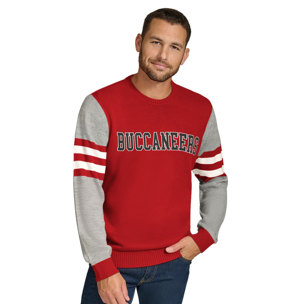 Tampa Bay Buccaneers Tommy Hilfiger Acrylic Crewneck Pullover Sweater - Red/Heather Gray - NFL