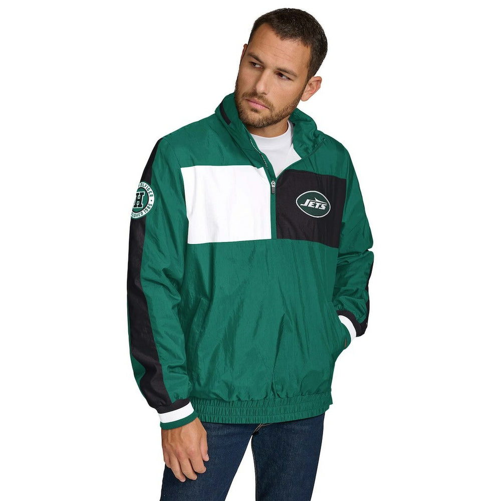 New York Jets Tommy Hilfiger Gael Lightweight Half-Zip Hoodie Jacket - Green - NFL