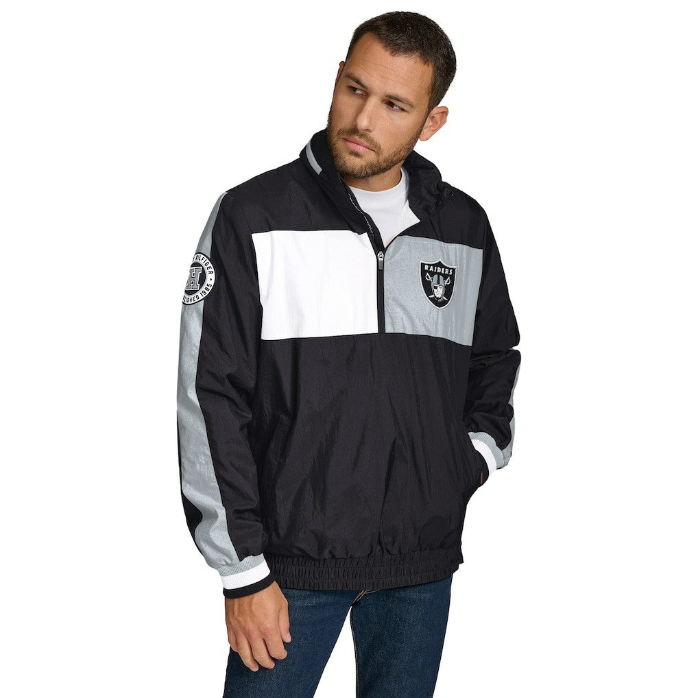 Las Vegas Raiders Tommy Hilfiger Gael Lightweight Half-Zip Hoodie Jacket - Black - NFL