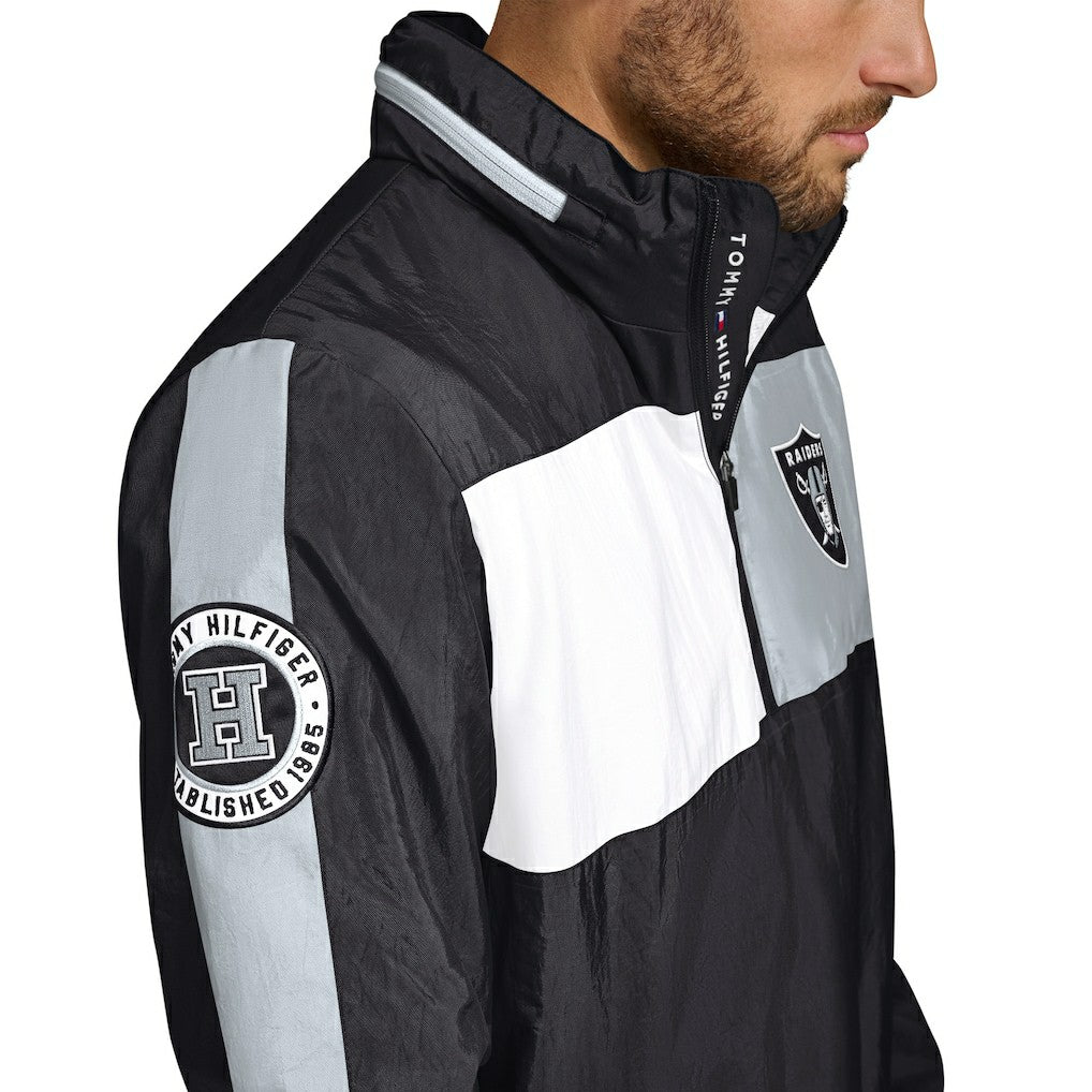 Las Vegas Raiders Tommy Hilfiger Gael Lightweight Half-Zip Hoodie Jacket - Black - NFL