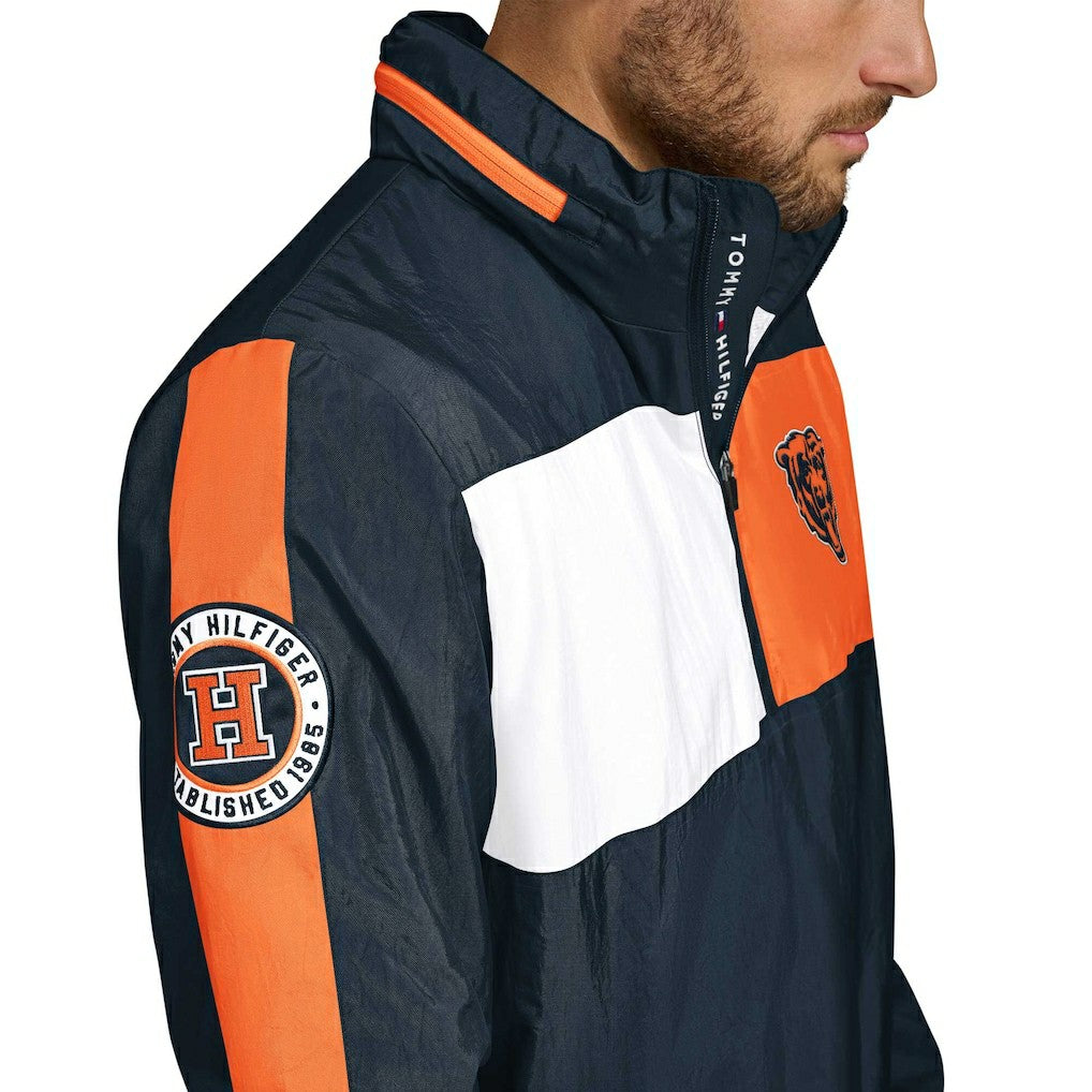 Chicago Bears Tommy Hilfiger Gael Lightweight Half-Zip Pullover Hoodie Jacket - Navy - NFL