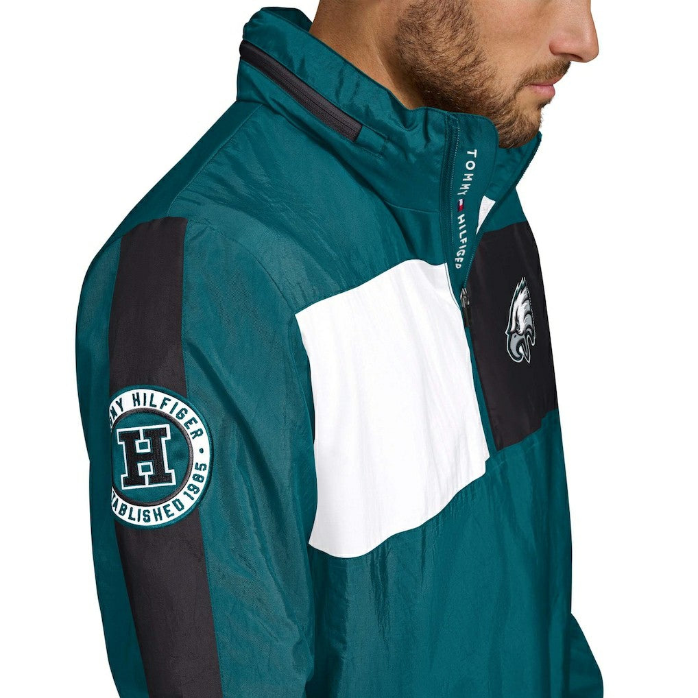Philadelphia Eagles Tommy Hilfiger Gael Lightweight Half-Zip Hoodie Jacket - Green - NFL
