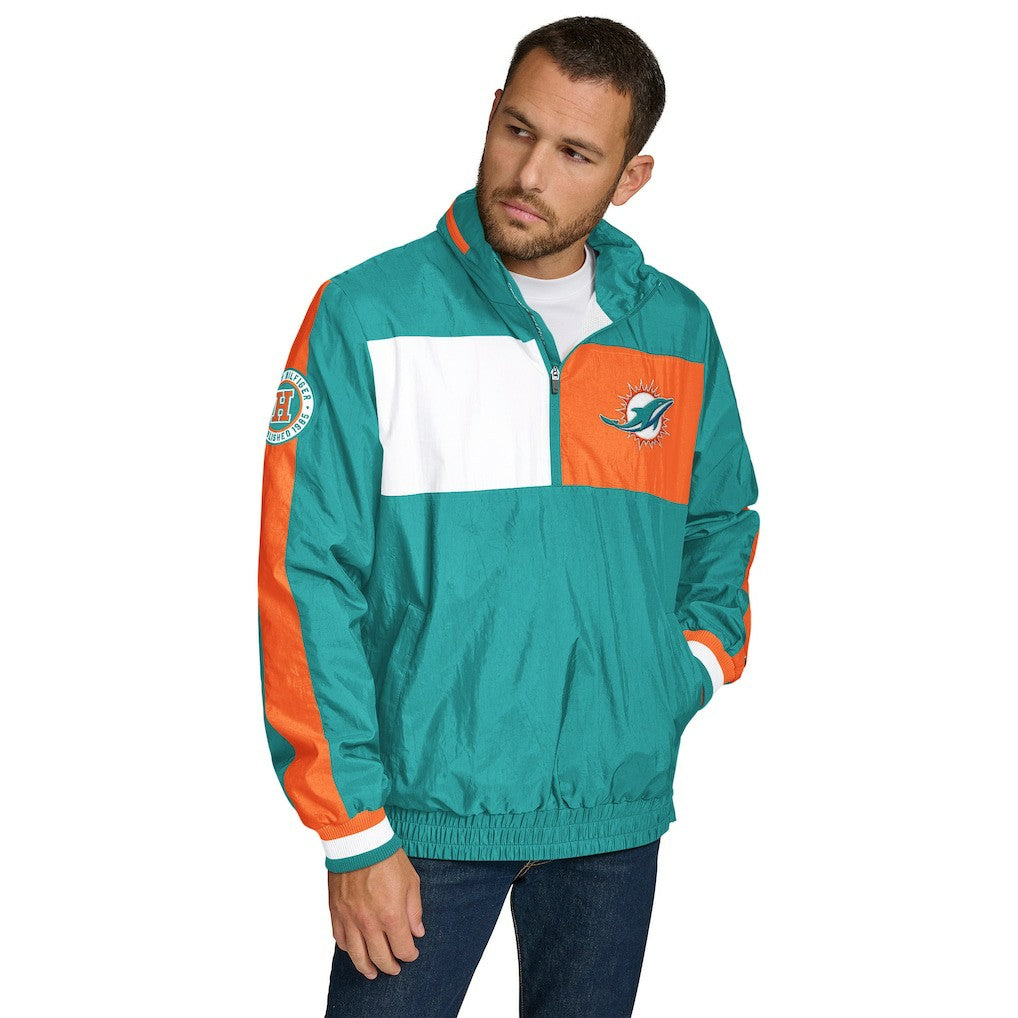 Miami Dolphins Tommy Hilfiger Gael Lightweight Half-Zip Hoodie Jacket - Aqua - NFL