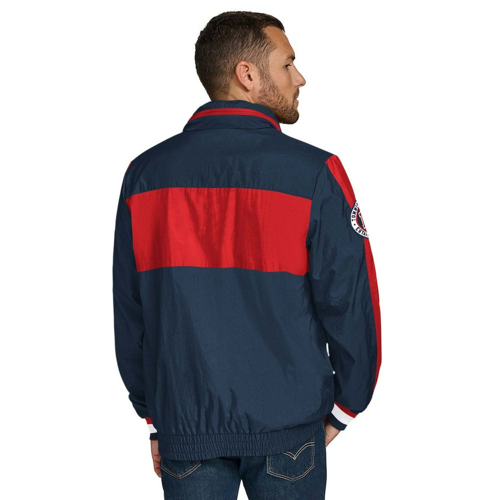 New England Patriots Tommy Hilfiger Gael Lightweight Half-Zip Hoodie Jacket - Navy - NFL
