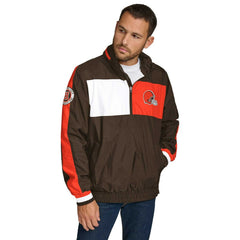Cleveland Browns Tommy Hilfiger Gael Lightweight Half-Zip Pullover Hoodie Jacket - Brown - NFL
