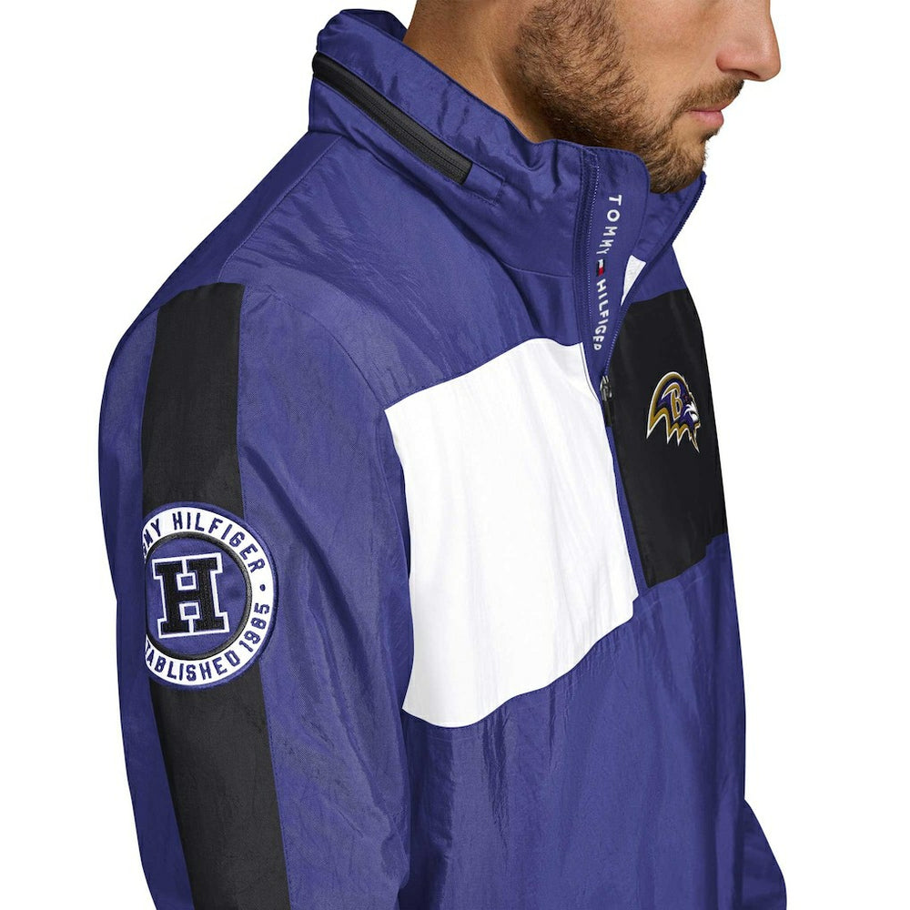 Baltimore Ravens Tommy Hilfiger Gael Lightweight Half-Zip Pullover Hoodie Jacket - Purple - NFL
