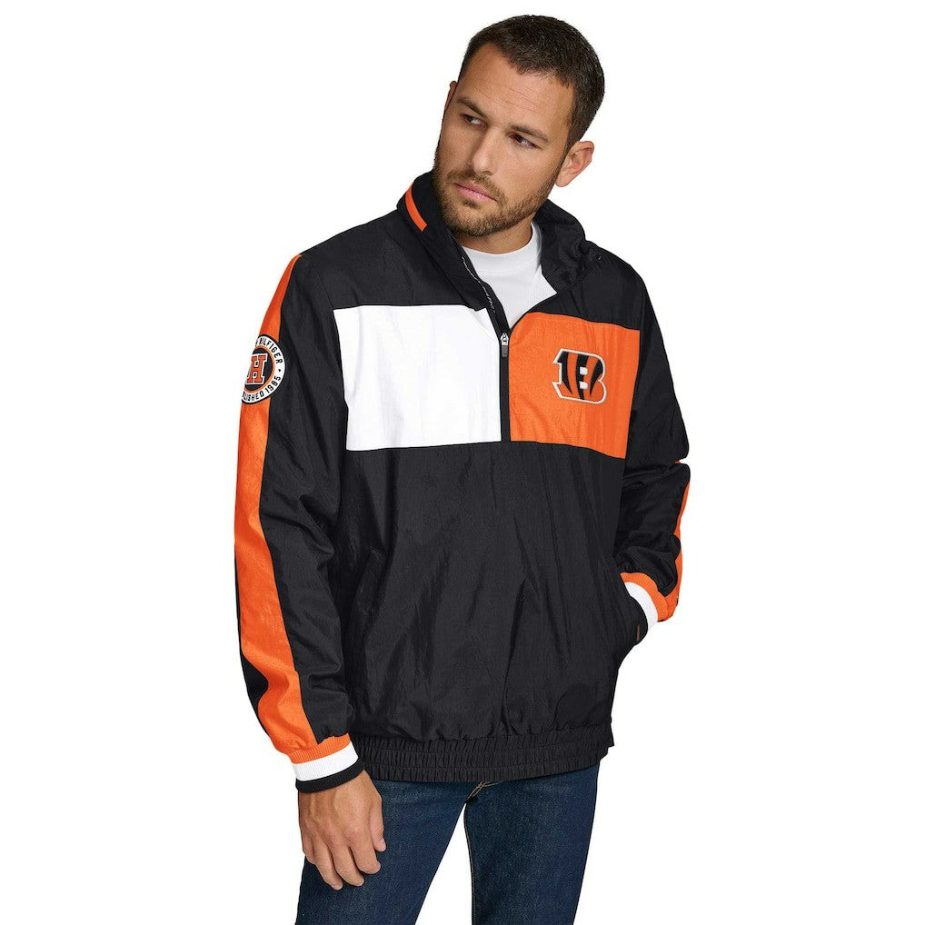 Cincinnati Bengals Tommy Hilfiger Gael Lightweight Half-Zip Pullover Hoodie Jacket - Black - NFL