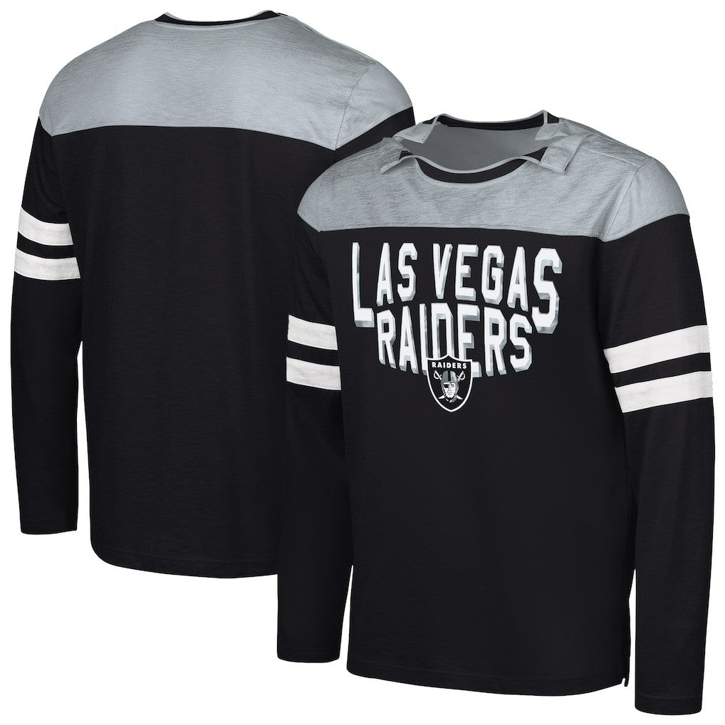 Las Vegas Raiders G-III Sports by Carl Banks Adaptive Hail Mary Long Sleeve T-Shirt - Black/Silver - NFL