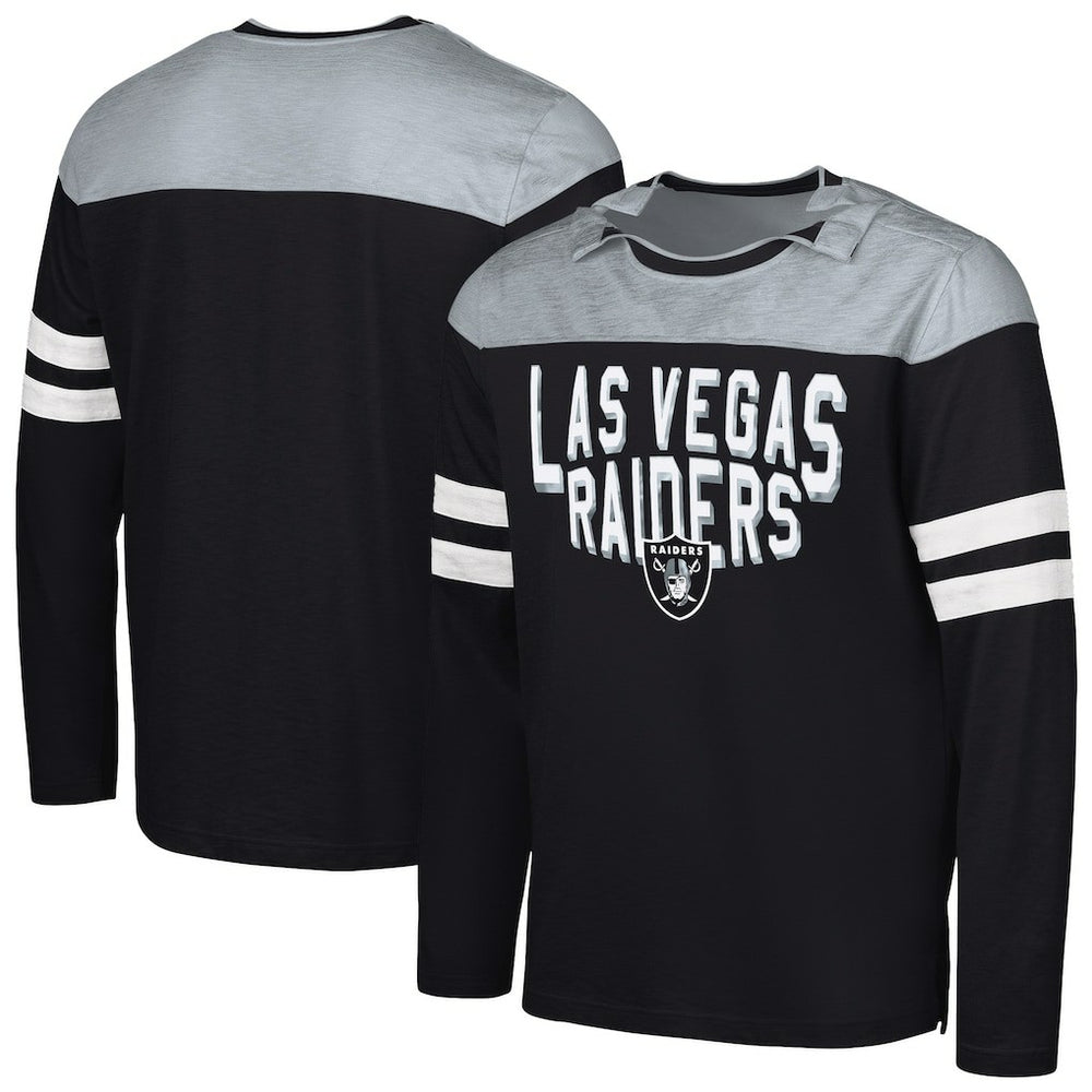 Las Vegas Raiders G-III Sports by Carl Banks Adaptive Hail Mary Long Sleeve T-Shirt - Black/Silver - NFL