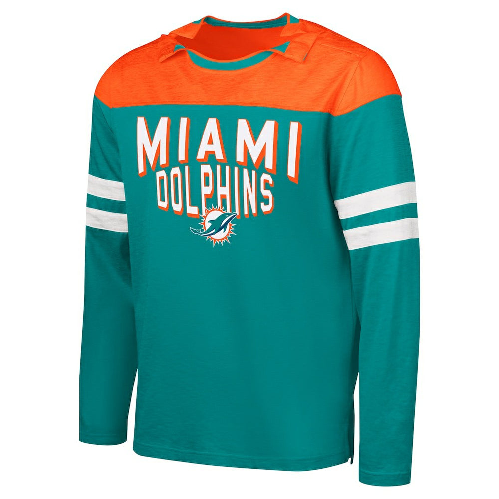 Miami Dolphins G-III Sports by Carl Banks Adaptive Hail Mary Long Sleeve T-Shirt - Aqua/Orange - NFL