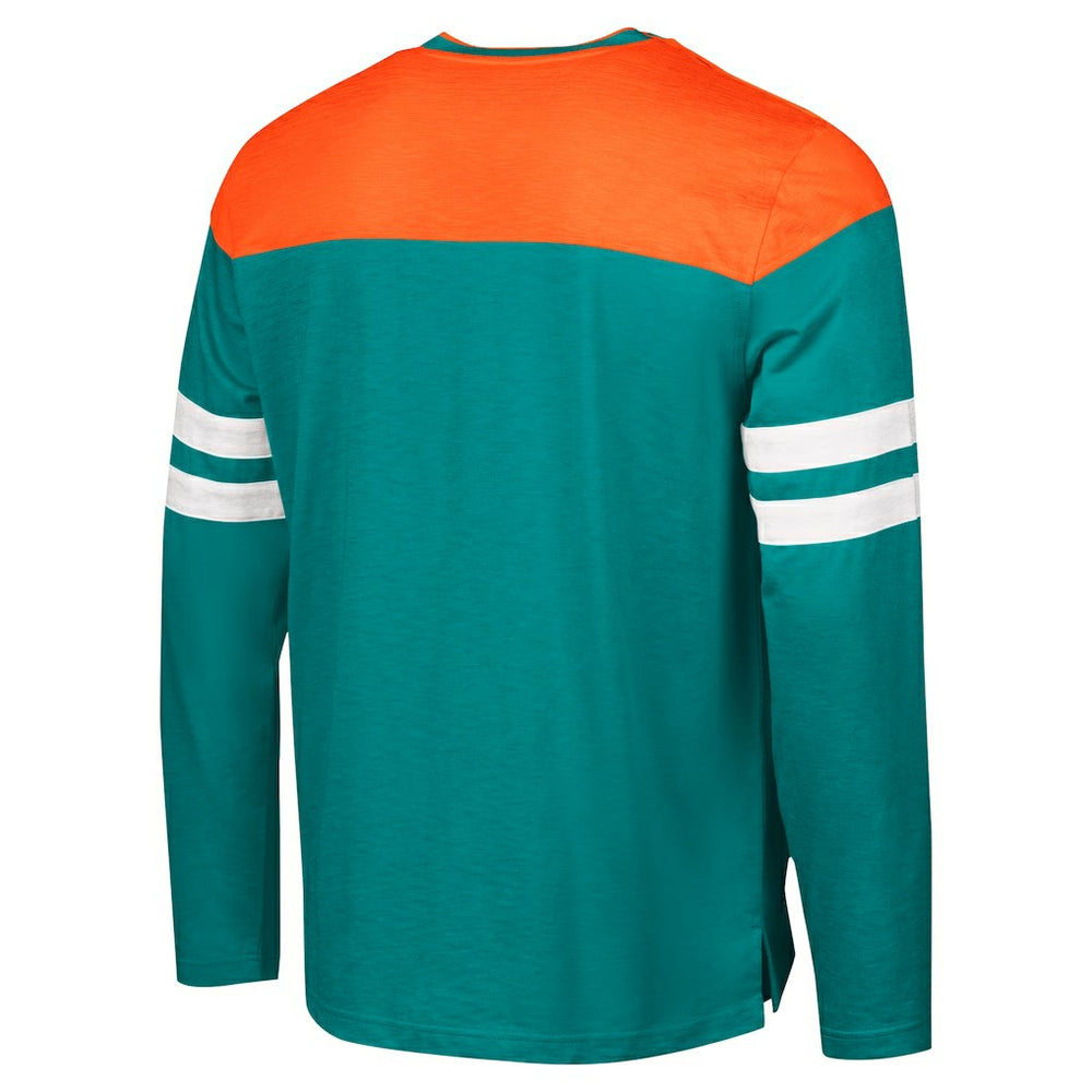 Miami Dolphins G-III Sports by Carl Banks Adaptive Hail Mary Long Sleeve T-Shirt - Aqua/Orange - NFL