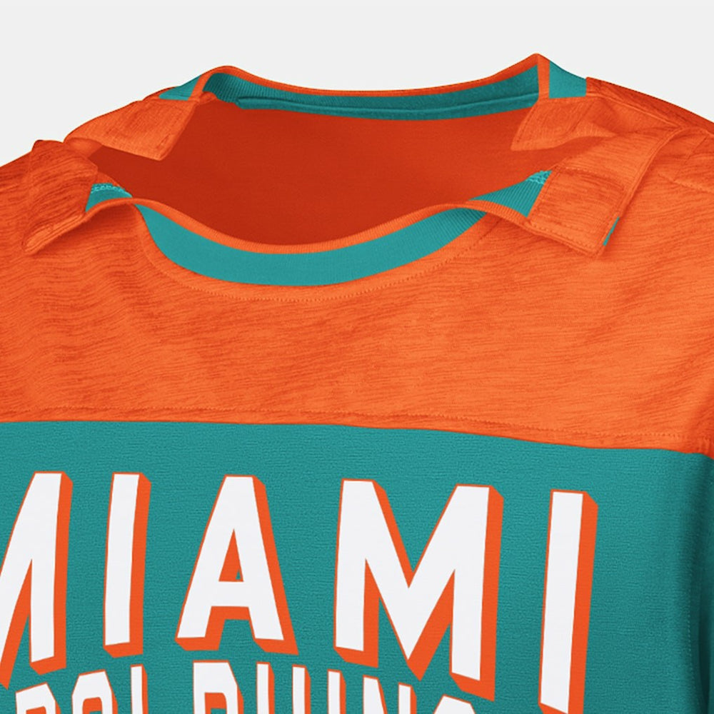 Miami Dolphins G-III Sports by Carl Banks Adaptive Hail Mary Long Sleeve T-Shirt - Aqua/Orange - NFL