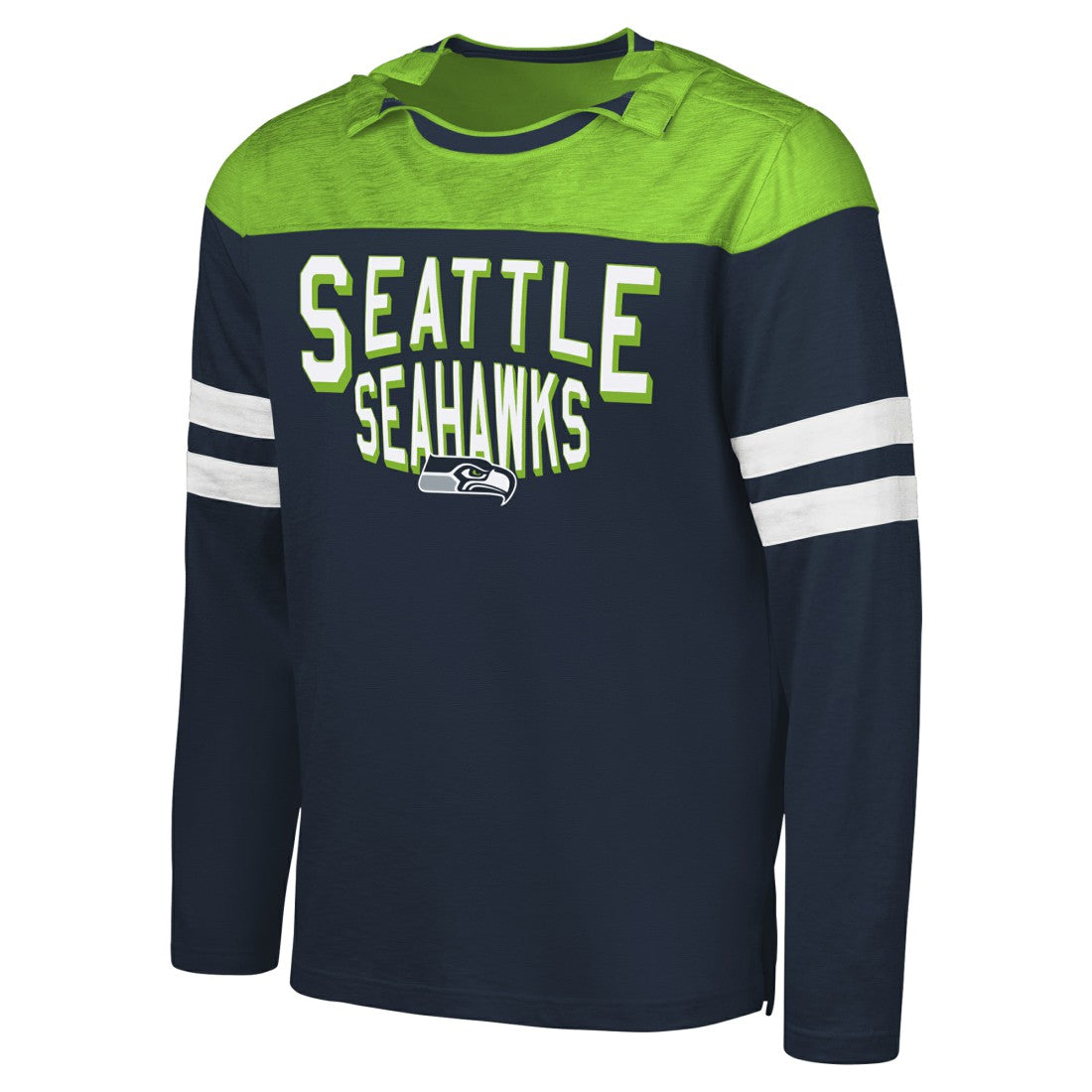 Seattle Seahawks G-III Sports by Carl Banks Adaptive Hail Mary Long Sleeve T-Shirt - College Navy/Neon Green - NFL
