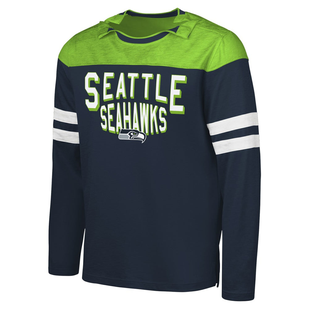 Seattle Seahawks G-III Sports by Carl Banks Adaptive Hail Mary Long Sleeve T-Shirt - College Navy/Neon Green - NFL