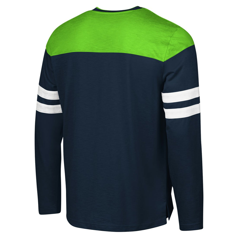 Seattle Seahawks G-III Sports by Carl Banks Adaptive Hail Mary Long Sleeve T-Shirt - College Navy/Neon Green - NFL