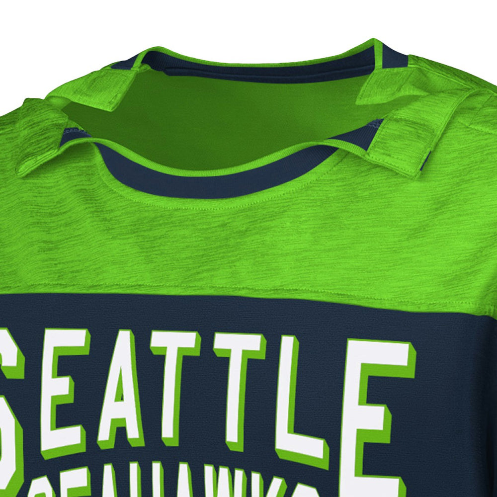 Seattle Seahawks G-III Sports by Carl Banks Adaptive Hail Mary Long Sleeve T-Shirt - College Navy/Neon Green - NFL