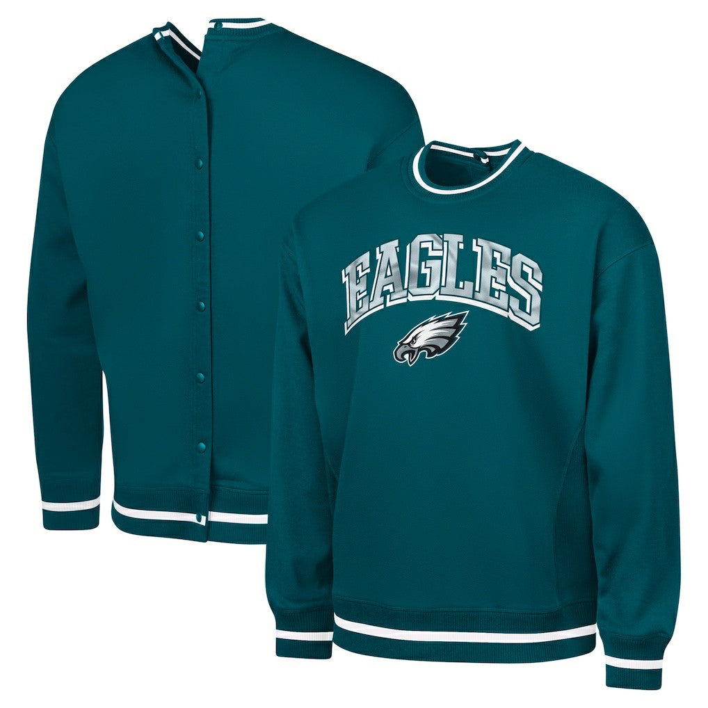 Philadelphia Eagles G-III Sports by Carl Banks Adaptive Blocker Fleece Pullover Sweatshirt - Midnight Green - NFL