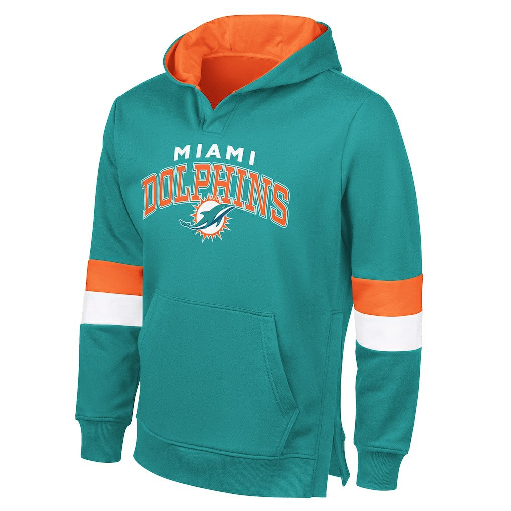 Miami Dolphins G-III Sports by Carl Banks Adaptive Faceoff Pullover Hoodie - Aqua/Orange - NFL