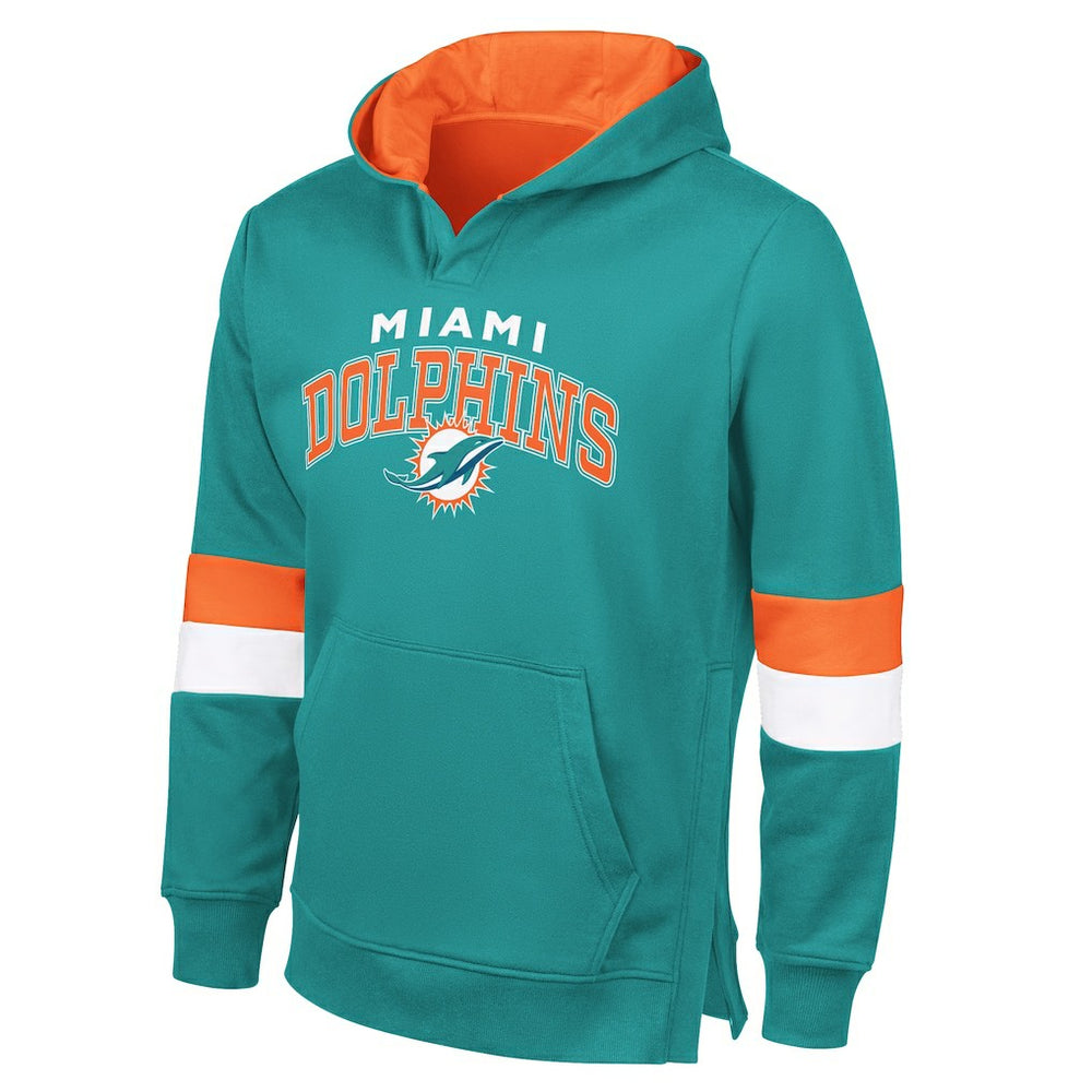 Miami Dolphins G-III Sports by Carl Banks Adaptive Faceoff Pullover Hoodie - Aqua/Orange - NFL