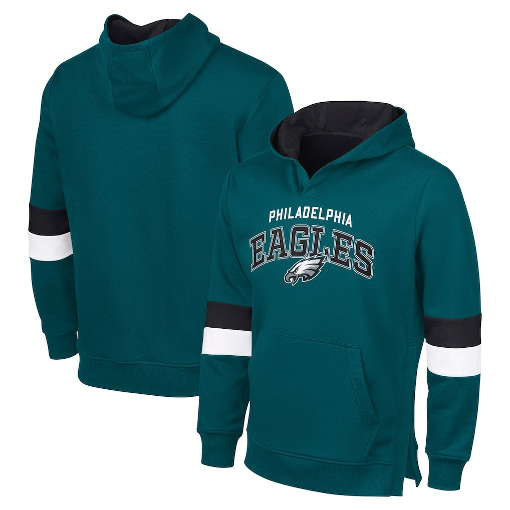 Philadelphia Eagles G-III Sports by Carl BanksMen's Adaptive Faceoff Pullover Hoodie - Midnight Green/Black - NFL