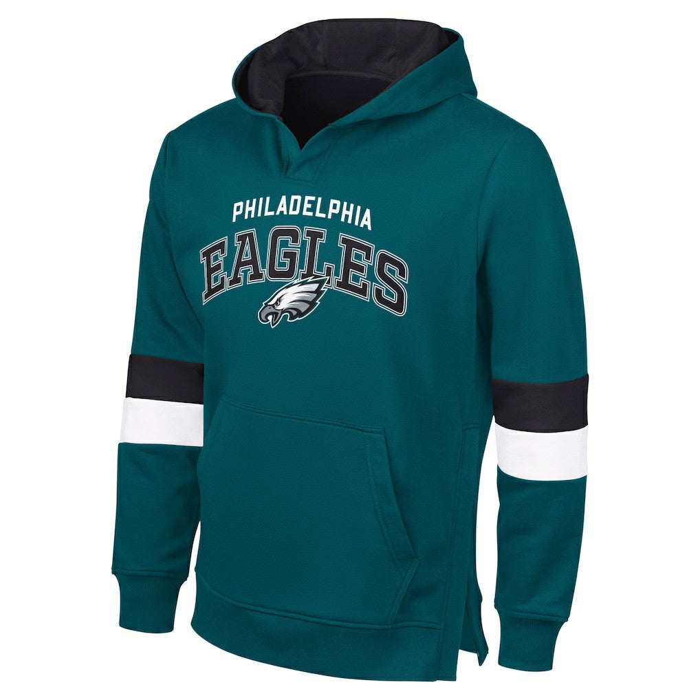Philadelphia Eagles G-III Sports by Carl BanksMen's Adaptive Faceoff Pullover Hoodie - Midnight Green/Black - NFL
