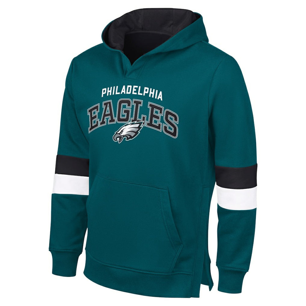 Philadelphia Eagles G-III Sports by Carl BanksMen's Adaptive Faceoff Pullover Hoodie - Midnight Green/Black - NFL