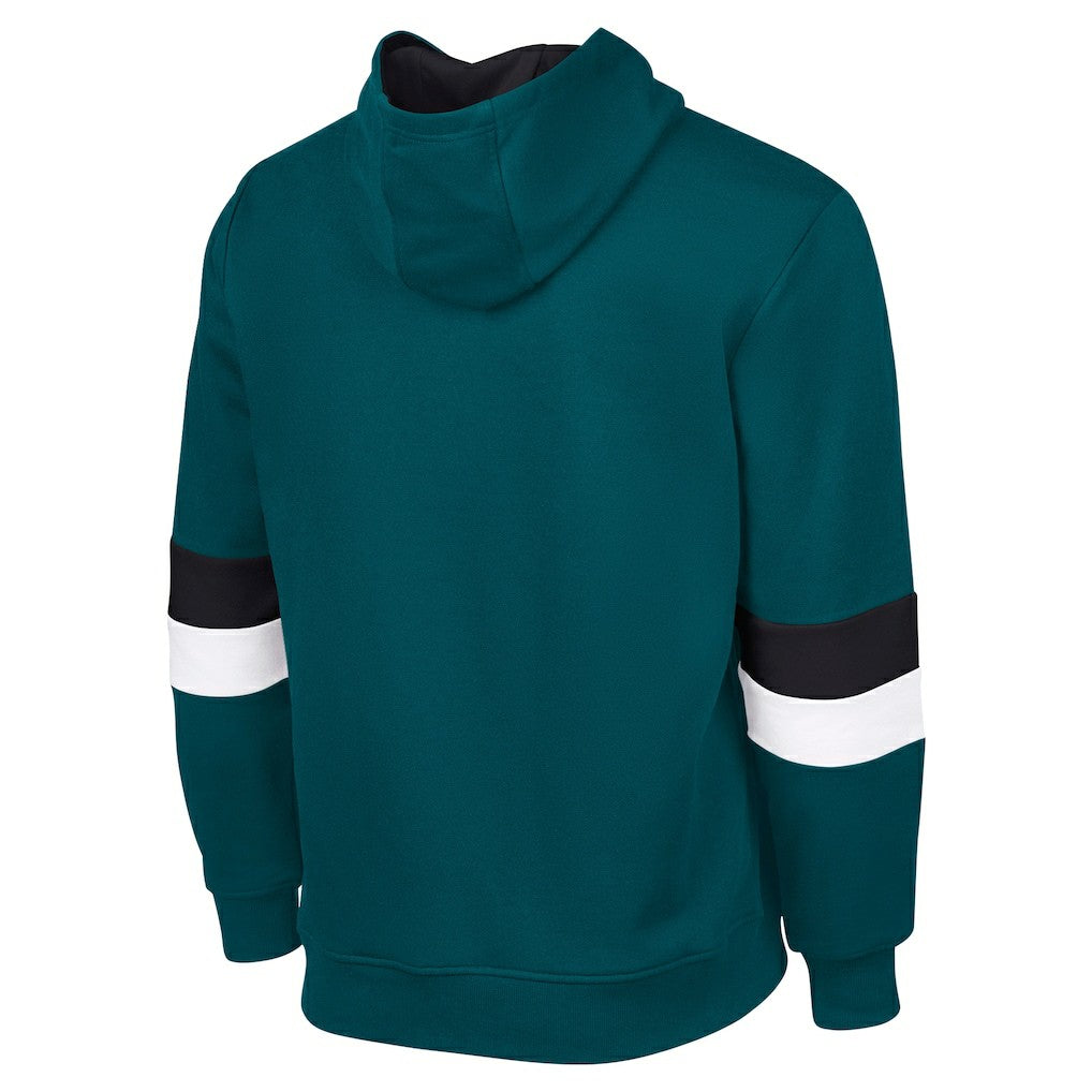 Philadelphia Eagles G-III Sports by Carl BanksMen's Adaptive Faceoff Pullover Hoodie - Midnight Green/Black - NFL