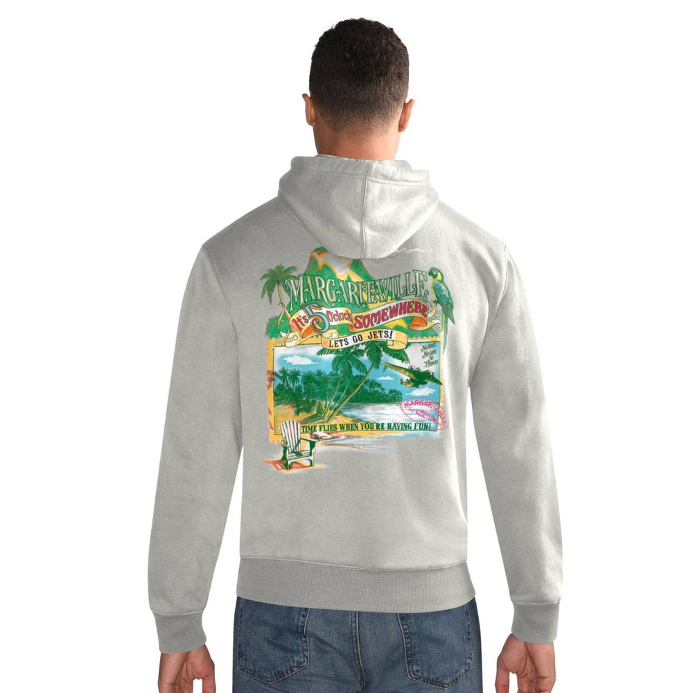 New York Jets Margaritaville Time Flies Garment Dyed Pullover Hoodie - Gray - NFL