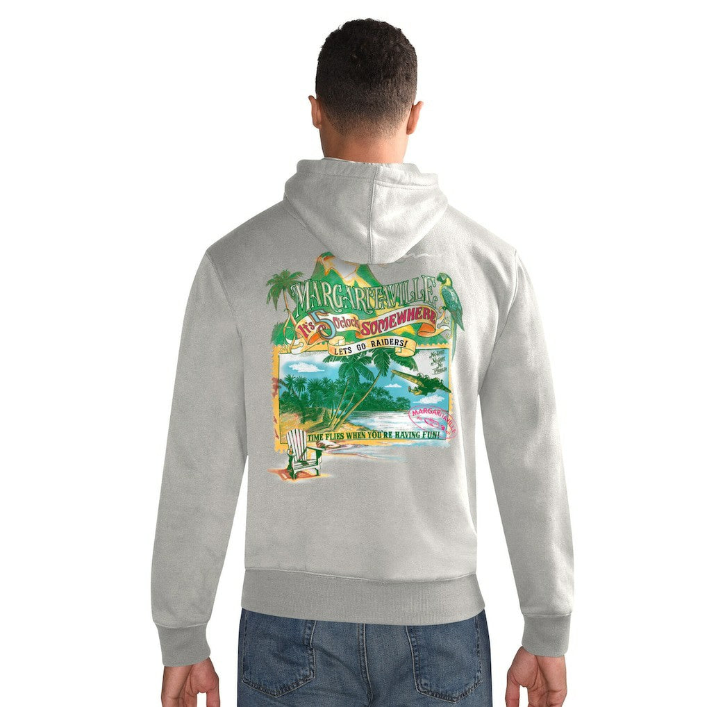Las Vegas Raiders Margaritaville Time Flies Garment Dyed Pullover Hoodie - Gray - NFL