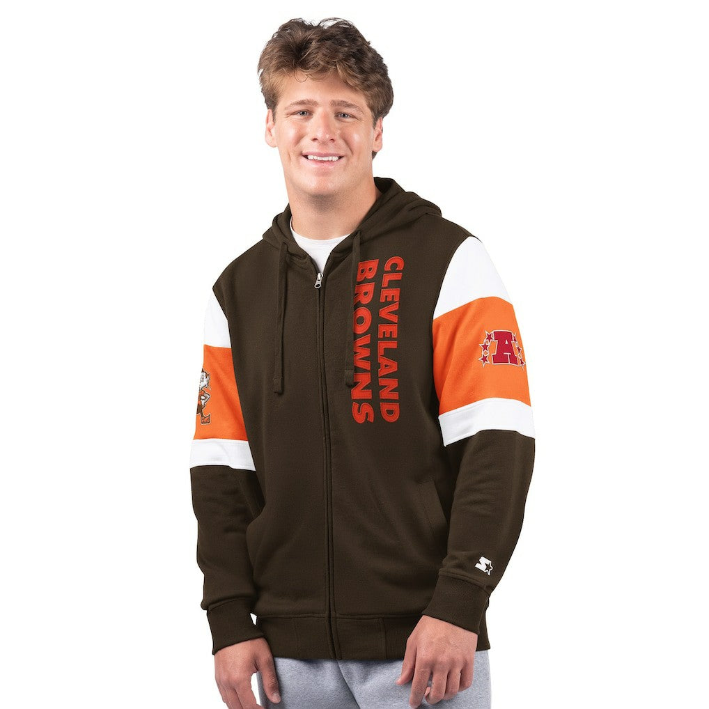 Cleveland Browns Starter Extreme Vintage Logo Full-Zip Hoodie - Brown - NFL