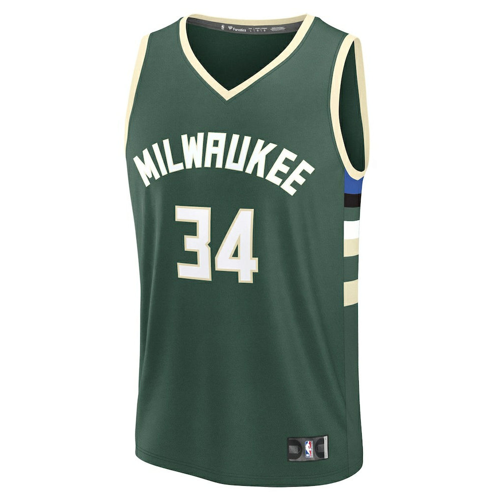Fanatics Giannis Antetokounmpo Milwaukee Bucks Fast Break Replica Player Jersey Icon Edition Hunter Green