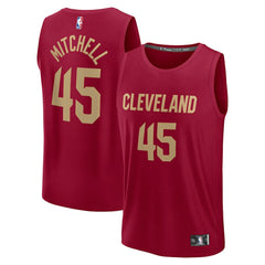 Fanatics Donovan Mitchell Cleveland Cavaliers Fast Break Replica Player Jersey Icon Editi- Wine