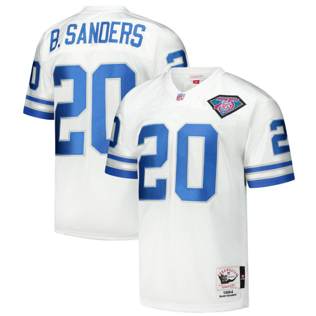 Barry Sanders Detroit Lions 1994 Authentic Throwback Retired Player Jersey - White - Mitchell & Ness