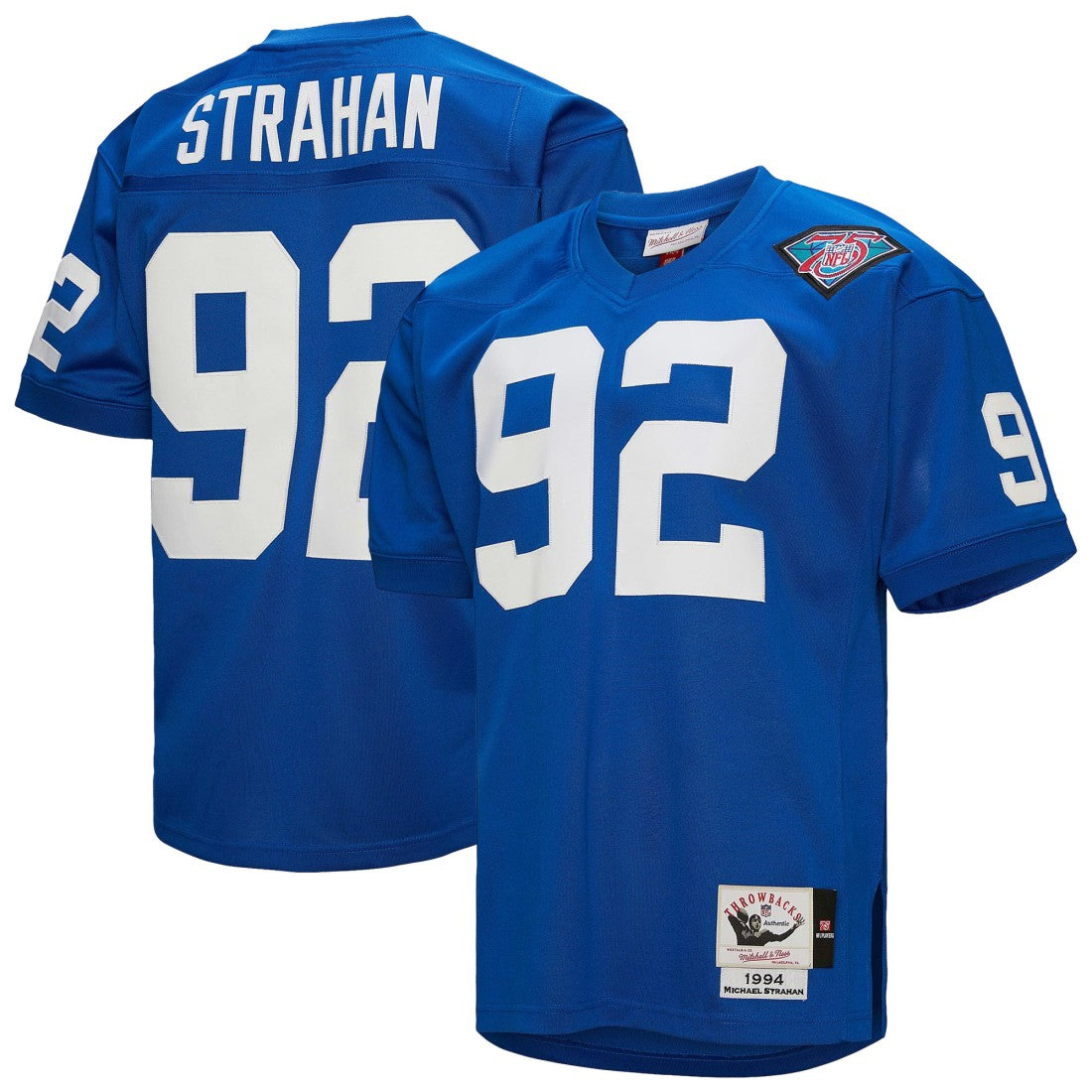 Michael Strahan New York Giants 1994 Authentic Throwback Retired Player Jersey - Royal - Mitchell & Ness