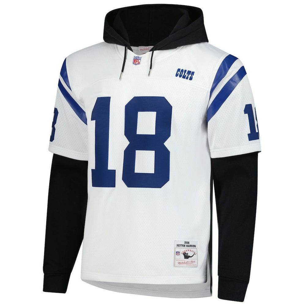 Peyton Manning Indianapolis Colts Player Name & Number Hoodie Legacy Jersey - White - Mitchell & Ness