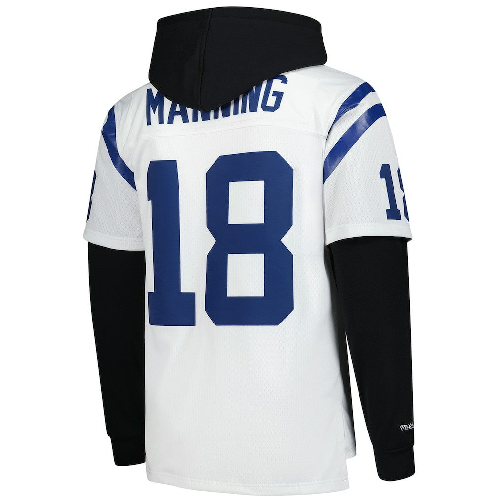 Peyton Manning Indianapolis Colts Player Name & Number Hoodie Legacy Jersey - White - Mitchell & Ness