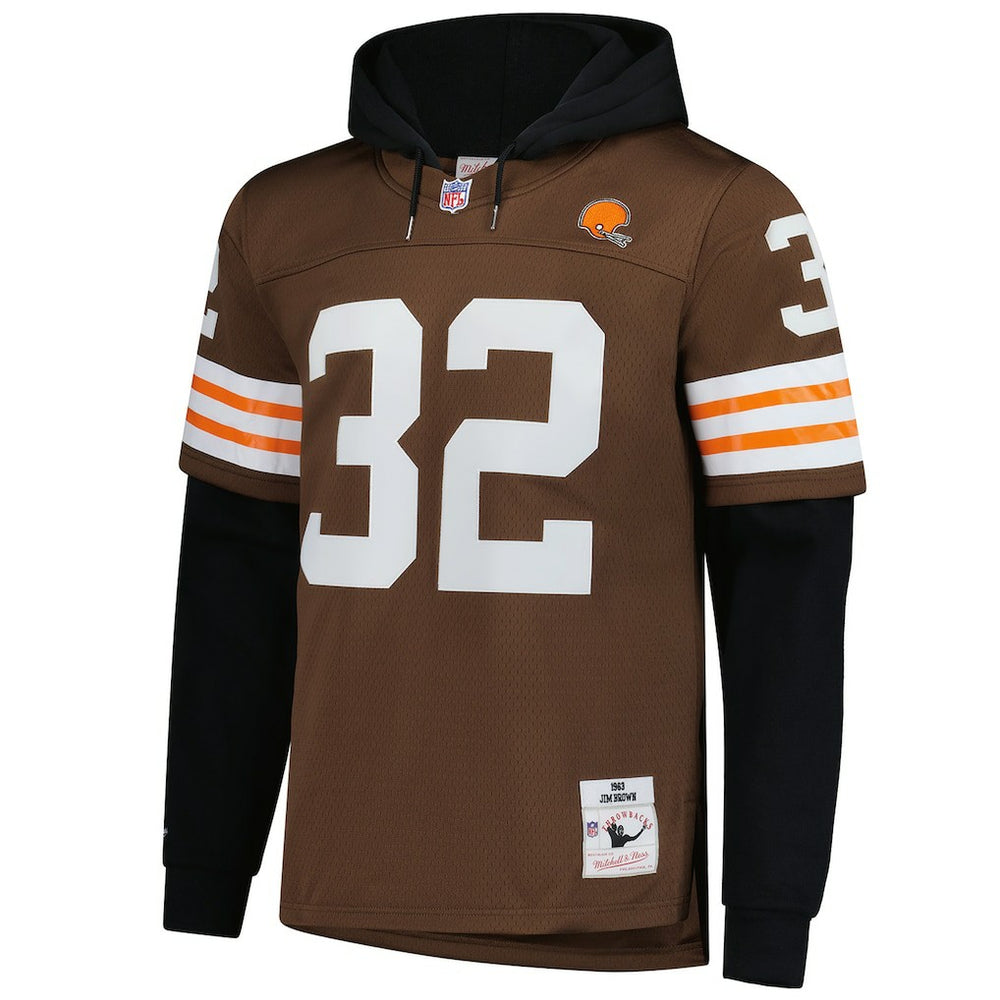 Jim Brown Cleveland Browns Player Name & Number Hoodie Legacy Jersey - Brown - Mitchell & Ness
