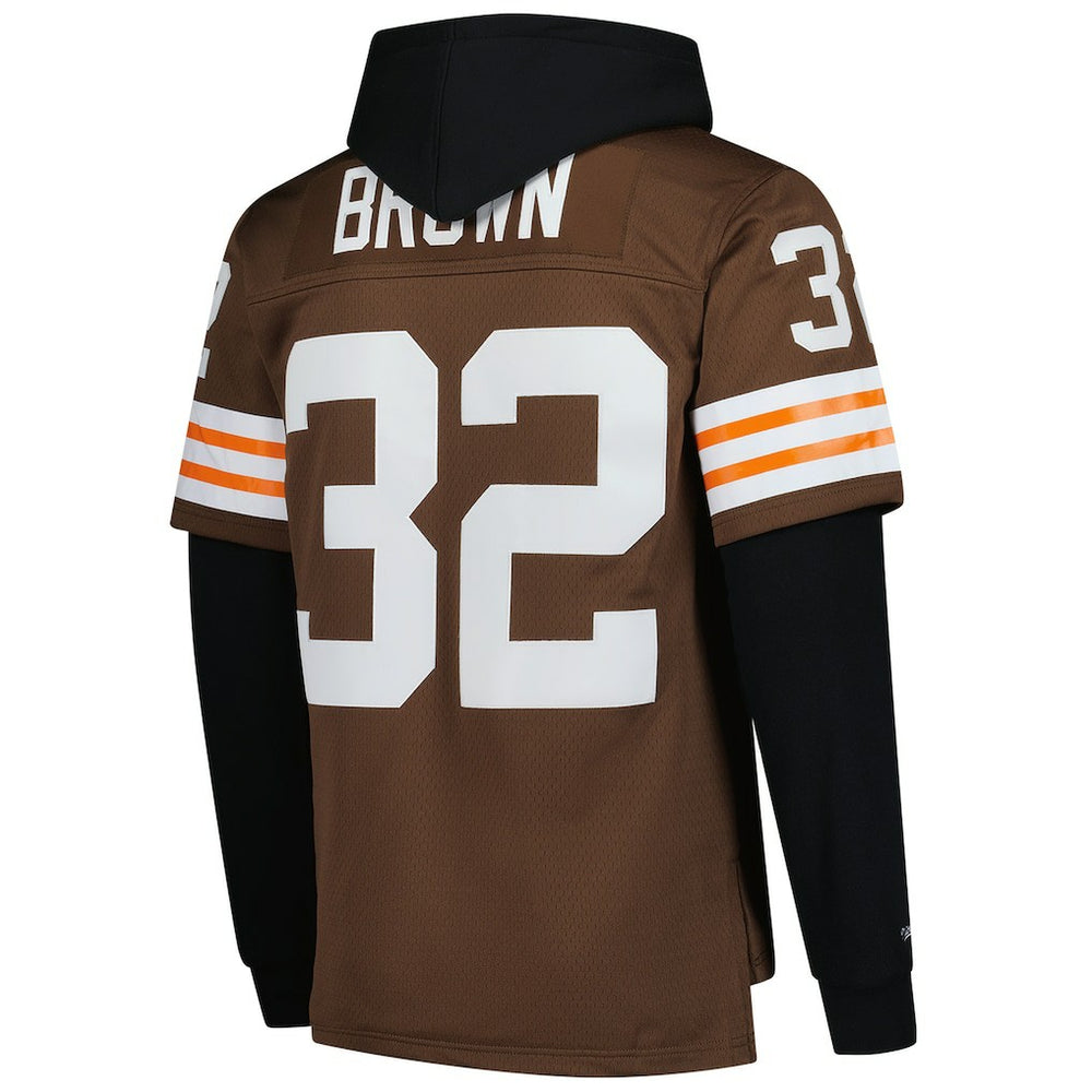 Jim Brown Cleveland Browns Player Name & Number Hoodie Legacy Jersey - Brown - Mitchell & Ness