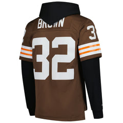 Jim Brown Cleveland Browns Player Name & Number Hoodie Legacy Jersey - Brown - Mitchell & Ness