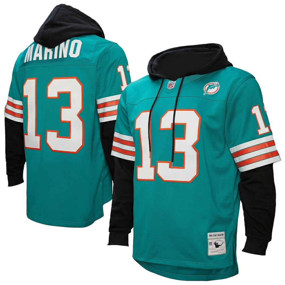 Dan Marino Miami Dolphins Player Name & Number Hoodie Legacy Jersey - Aqua - Mitchell & Ness