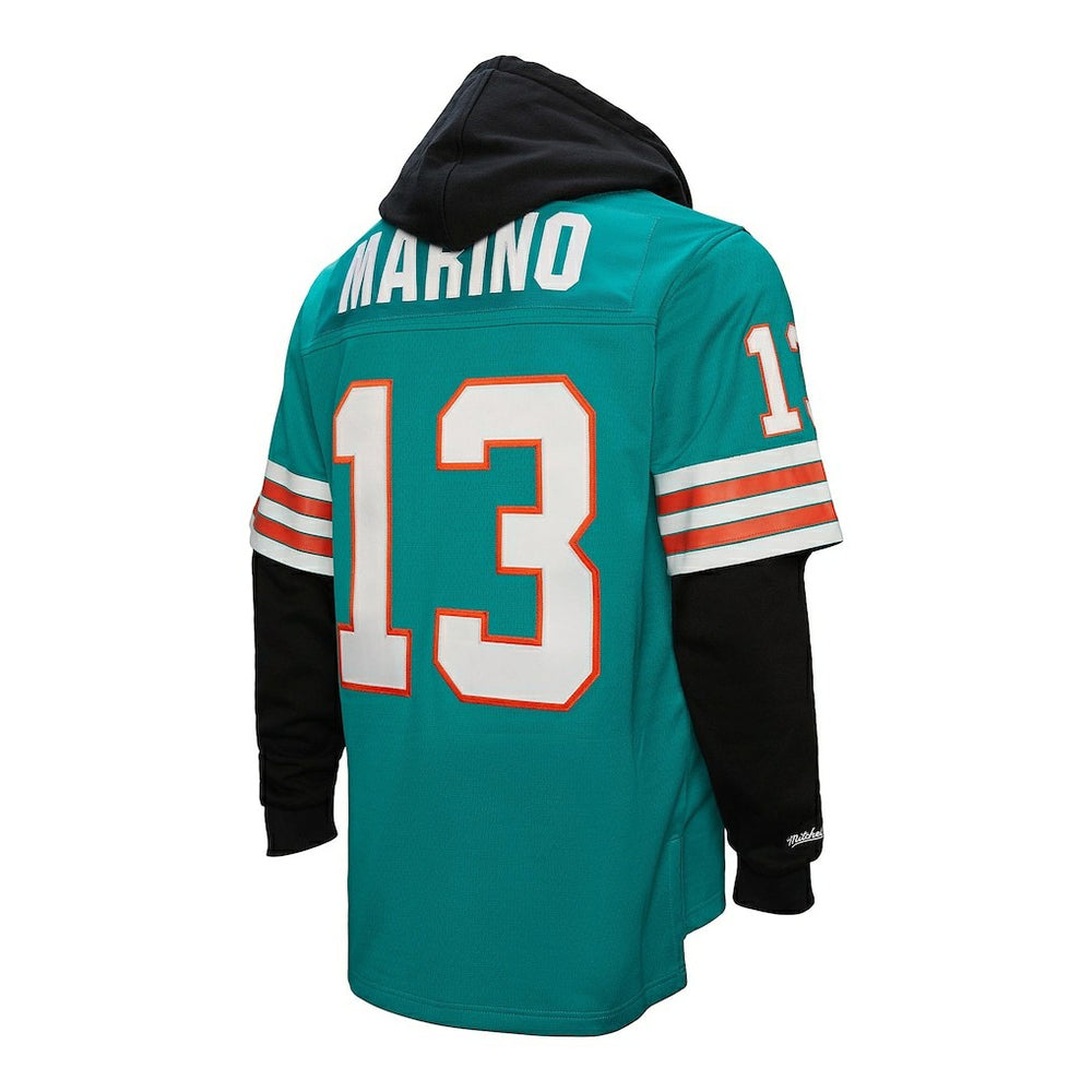 Dan Marino Miami Dolphins Player Name & Number Hoodie Legacy Jersey - Aqua - Mitchell & Ness